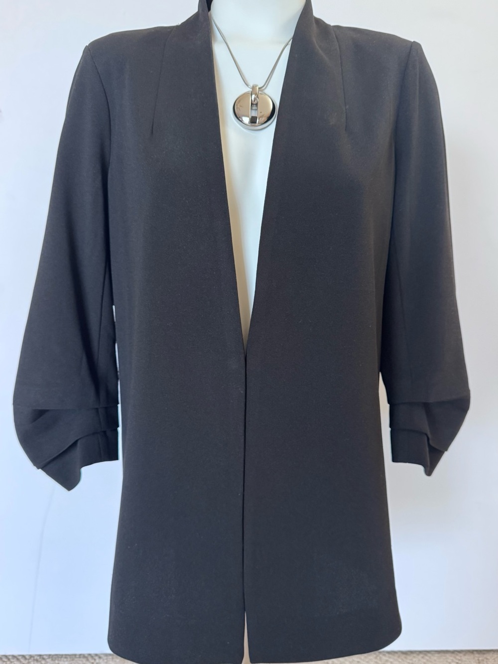 Black Hook-Closure Women's Blazer Jacket